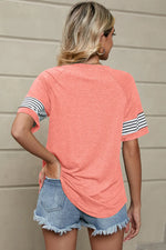 Striped Round Neck Short Sleeve T-Shirt