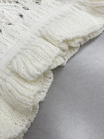 Crochet Ruffled Hem Long Sleeve Sweater