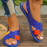 Colorful Patchwork Buckle Ankle Strap Sandals