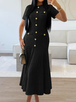 Textured Knit Short Sleeve Dress