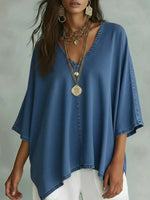 V-Neck Batwing Sleeve T-Shirt