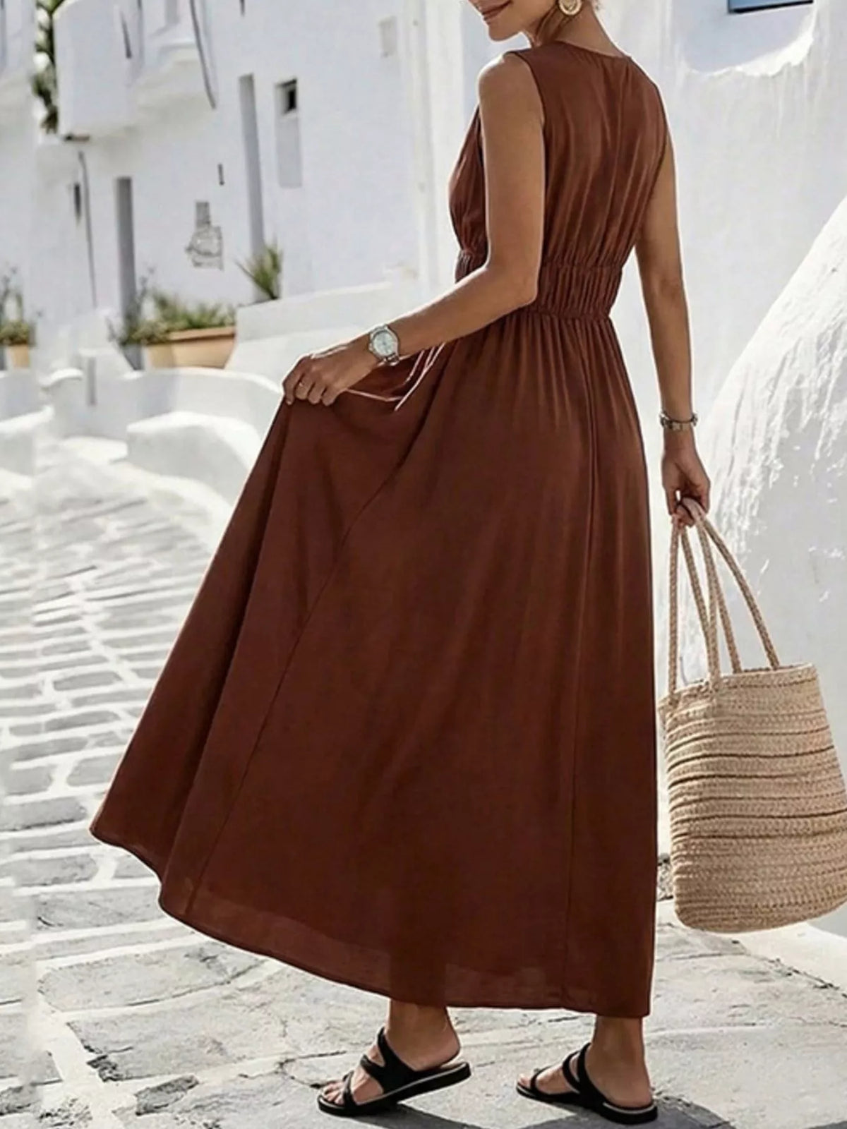 V-Neck Sleeveless Maxi Dress