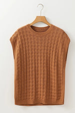 Textured Pattern Round Neck Sweater Vest