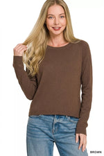 Zenana Lightweight Wool Blend Round Neck Sweater
