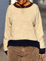 Contrast Trim Crew Neck Sweater