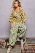 POL Floral Print Off-Shoulder Smocked Blouse