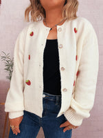Strawberry Button Up Long Sleeve Cardigan