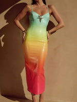 Slit Back Gradient Cami Dress