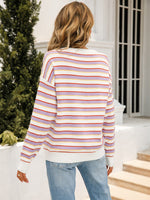 Angel Wings Striped Drop Shoulder Knit Top