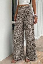 Leopard Print High Waist Wide Leg Pants