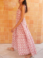 Striped Tie-Shoulder Tiered Maxi Dress