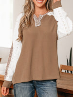 Leopard Trim Raglan Sleeve Top