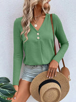 Full Size V-Neck Long Sleeve T-Shirt Plus Size