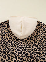 Leopard Print Long Sleeve Hoodie with Pocket