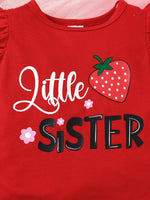 Children's Strawberry Print Ruffle Sleeve Top and Shorts Set