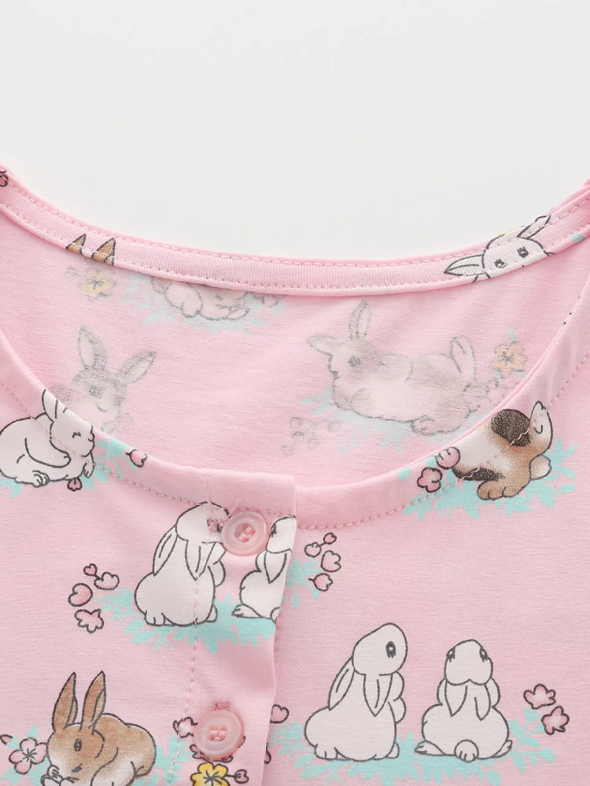 Children's Bunny Print Round Neck Casual Dress