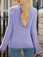Ribbed Knit Button Front V Neck Cardigan