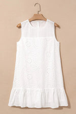 Floral Eyelet Embroidered Sleeveless Shift Dress