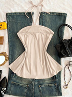 Embellished Front Halter Neck Cami