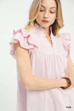 Umgee Ruffled Sleeve Textured Blouse