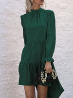 High-Low Flounce Sleeve Dress