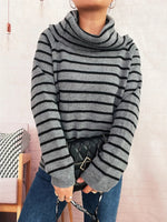 Striped Turtleneck Long Sleeve Sweater