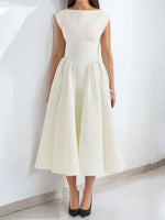 Full Size Cap Sleeve A-Line Midi Dress Plus Size