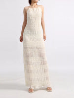 Backless Halter Neck Ruched Maxi Dress