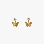 18K Gold-Plated Pearl Butterfly Earrings