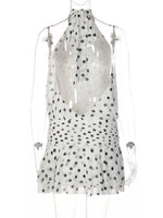 Polka Dot Halter Neck Ruffle Dress
