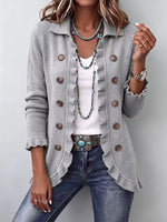 Full Size Ruffled Trim Decorative Button Cardigan Plus Size