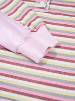 Exposed Seam Color Block Striped Patchwork Loose Henley Sweatshirt