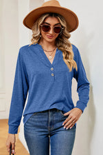 Notched Long Sleeve T-Shirt