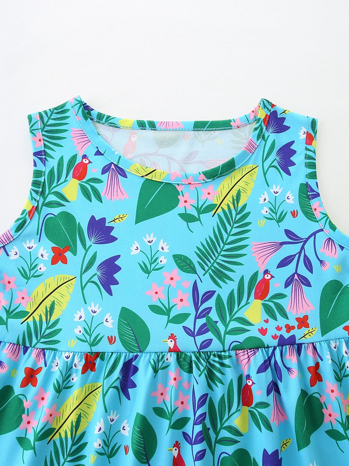 Children's Floral Print Sleeveless Casual Dress