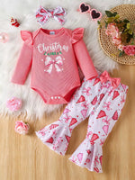 Children's Halloween Graphic Top and Pants 3-Piece Set with Headband