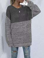 Color Block Long Sleeve Oversized Sweater