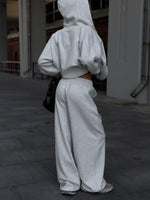 Oversized Zip-Up Hoodie and Wide-Leg Pants Set