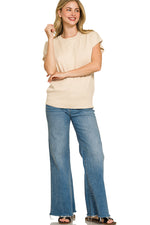Zenana Viscose Round-neck Short Sleeve Sweater