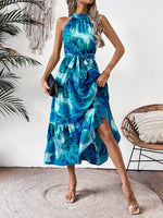 Floral Tie-Waist Tiered Midi Dress