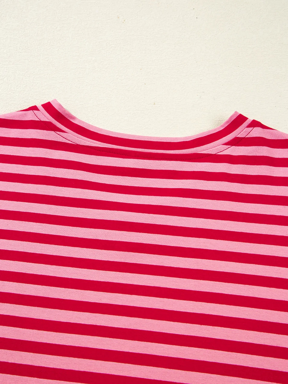 Contrast Striped Drop Shoulder V Neck Top
