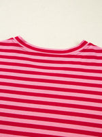 Contrast Striped Drop Shoulder V Neck Top