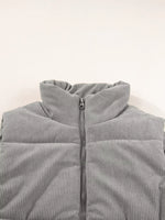 Corduroy Stand Neck Zipped Puffer Vest
