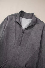 Zip Front Long Sleeve Sweatshirt Dress
