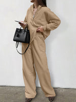 Quarter Zip Long Sleeve Top and Pants Set