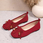 Suede Fringe Slip-Ons