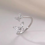 925 Sterling Silver Zircon Butterfly Open Ring