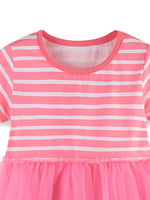 Children's Striped Tulle Dress with Bunny Applique