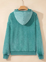 Half Zip Kangaroo Pocket Mineral Wash Baggy Hoodie