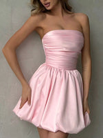 Strapless Ruched Mini Bubble Dress