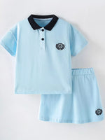 Children's Preppy Style Polo Shirt and Skirt Set